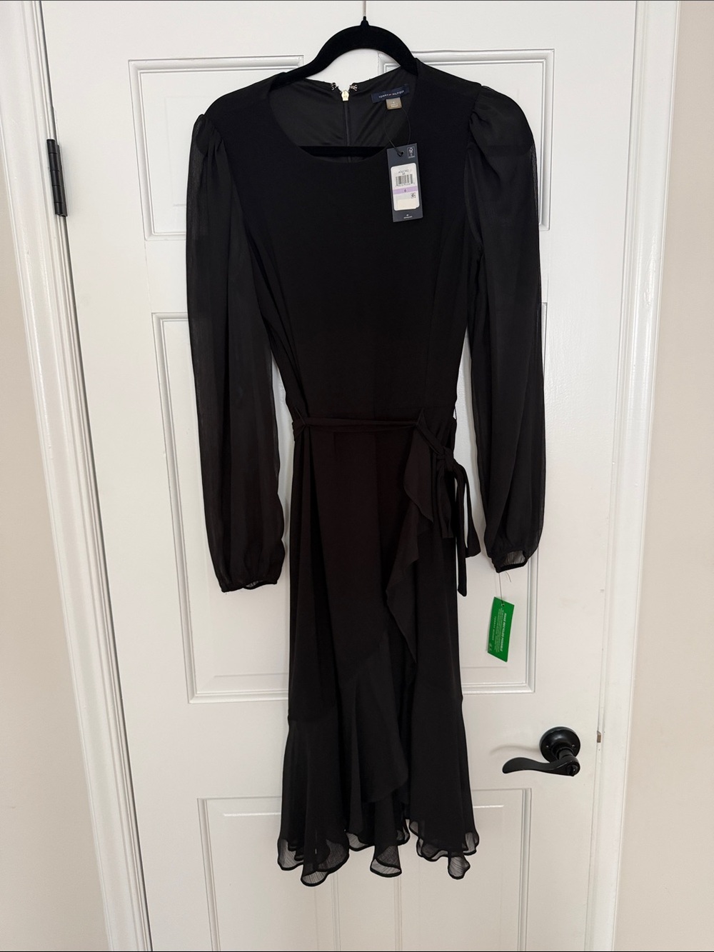 Tommy Hilfiger Black Long-Sleeve Midi Dress